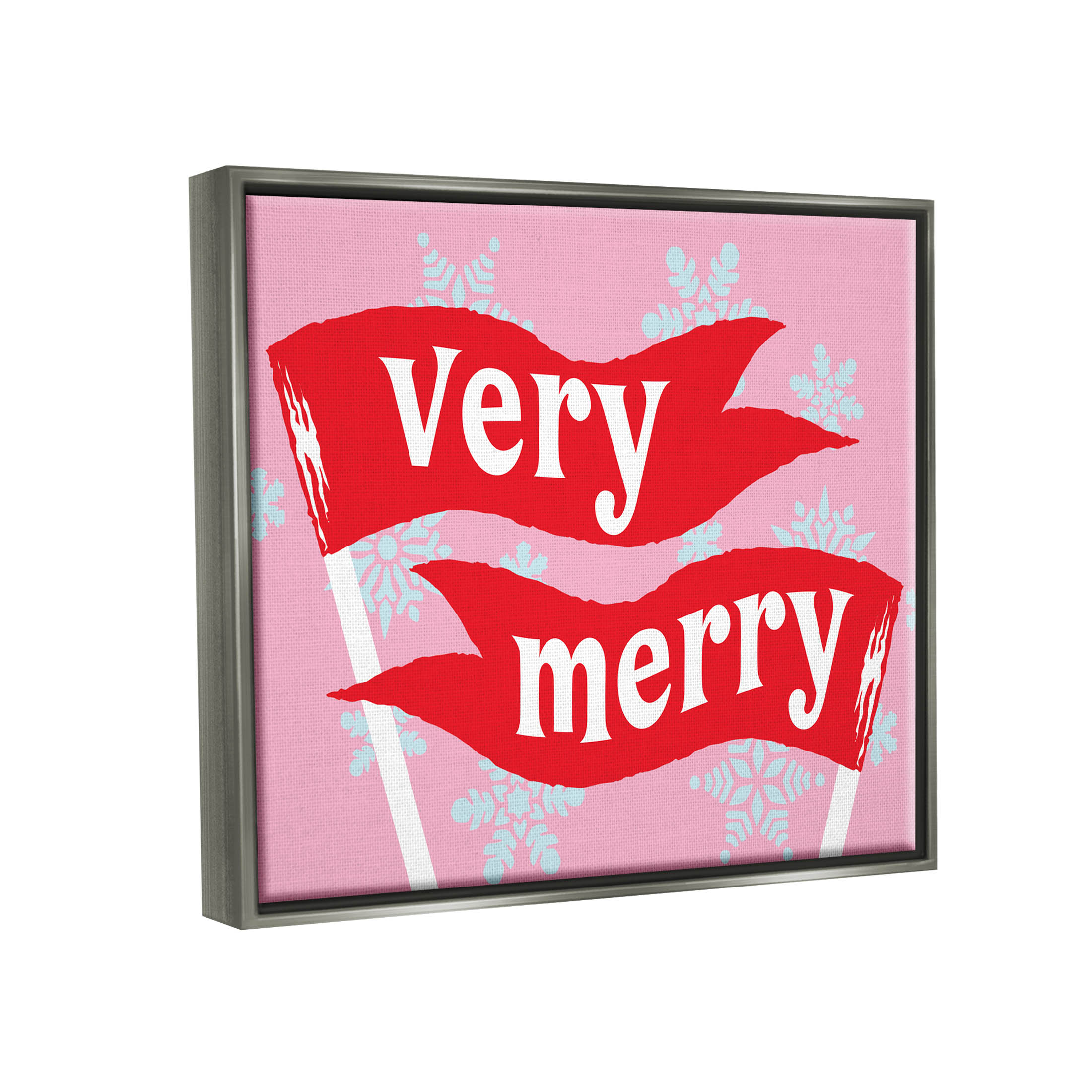 Very Merry Bold Holiday Flags Holiday Graphic Art Luster Gray Framed Art Print Wall Art
