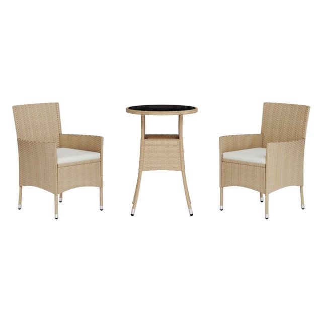 vidaXL Patio Bistro Set with Cushions Outdoor Wicker Furniture Poly Rattan