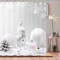 thumbnail image 6 of Winter Christmas Shower Curtain, Snowman Snowflake Grey Bathroom Curtains Set with Hooks, Holiday Home Decor Fabric Shower Curtains, 72x72 Inches, 6 of 6