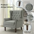 thumbnail image 5 of DREAMSIDEA Light Gray High Back Chair living room,Tufted Upholstered Wingchair High Back Chair with Retro Wood Legs for Living Room Bedroom, 5 of 6