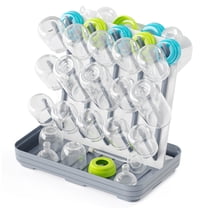 Tooloton 20-Hook Baby Bottle Drying Rack, Space Saving Countertop Organizer, White and Gray