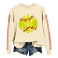 thumbnail image 1 of Pavied Chandails à Col Rond pour Femmes, Chandails Graphiques, Chandail de Baseball pour Femmes,Udadera Para Mujer, Haut Décontracté à Col Rond Imprimé Baseball pour Femmes, Beige 1 m, 1 of 4