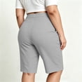 thumbnail image 6 of ZToonmas Women's Plus Size High Waist Pull on Bermuda Shorts Stretch Waist Straight Leg Knee Length Casual Golf Walking Shorts with Side Pockets, 6 of 8