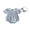 Blue, variant on Aojekbee Baby Girl Summer Romper Fashionable Flower Trim Short Bubble Sleeve Smocked Jumpsuit with Headband