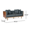 thumbnail image 3 of Noble House Beeson Fabric Tufted Loveseat with Accent Pillows, Charcoal and Dark Walnut, 3 of 9