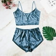thumbnail image 4 of Cuhas Lingerie Bras for Women New Deep V Sexy Lingerie Velvet Camisole Bow Shorts Set Bra Underwear Underwear Women Sky Blue L, 4 of 7