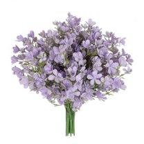 Myosotis Artificial Flowers Real Touch Plastic Forget-Me-Not Faux Bouquets - DIY Home Decor, 10pcs Bulk (Purple)