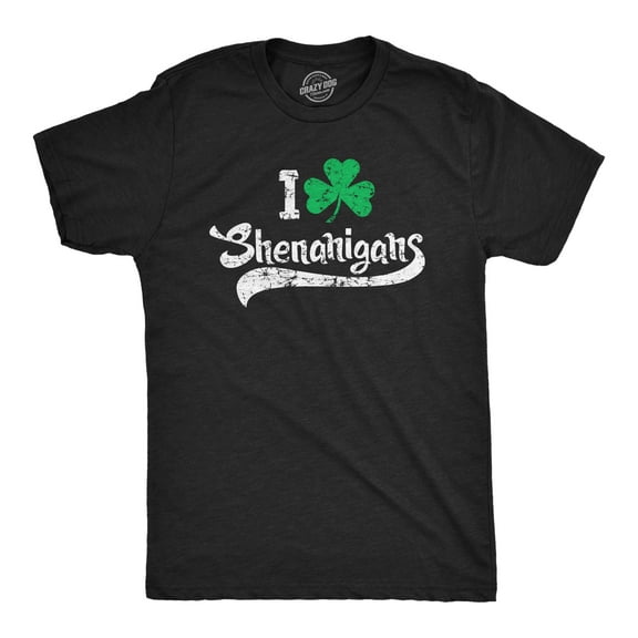 Mens I Clover Shenanigans T Shirt Funny Green Clover St Saint Patricks Day Tee Graphic Tees