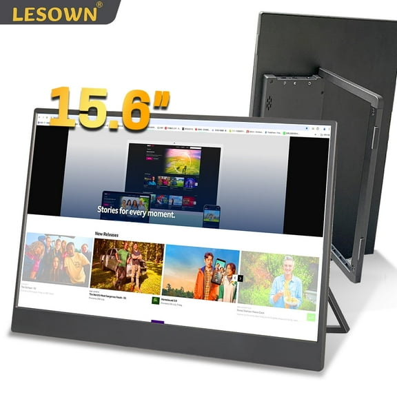 LESOWN 15.6 Inch Portable Ultra-Slim Monitor 1920x1080 FHD IPS Gaming Wide Display USB C HDMI Laptop Expand Monitor Build-in Speakers for PC Switch