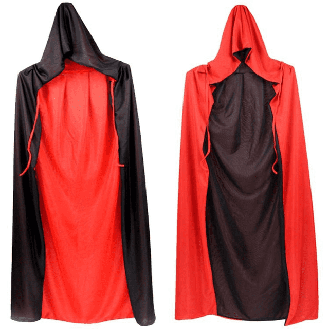 Piezas Capa de Halloween para niños y adultos, accesorios de disfraz de maquillaje, capa de muerte, capa de pirata, capa de cosplay de 90 cm (gorra de doble cara roja y negra de doble cara)