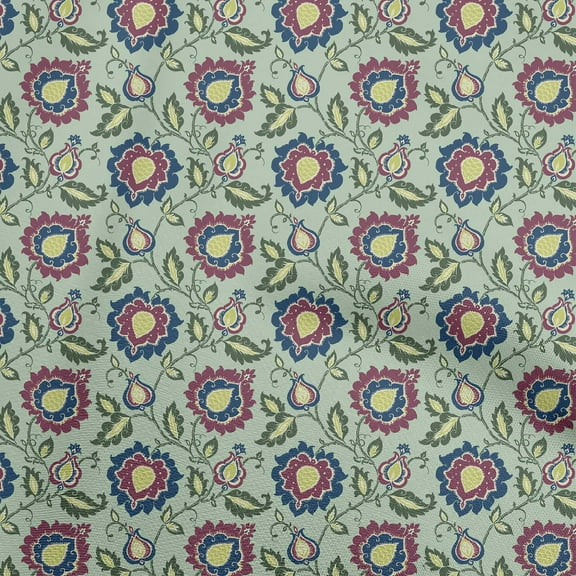 oneOone Cotton Cambric Mint Green Fabric Asian Suzani Dress Material Fabric Print Fabric By The Yard 42 Inch Wide