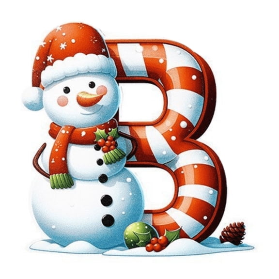 Christmas Letter Ornaments/ 2025 New 26 Snowman Acrylic Alphabet Ornaments For Christmas Tree Red Initial Letter Hanging Pendant With Red Hat Monogram Hanging Decorations For Christmas Tree