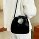thumbnail image 4 of Bolso de mano de felpa para mujer, bolso de hombro, cómodo, a la moda, con asa , multifunción, para niñas, bonita correa para el hombro para Negro, 4 of 5