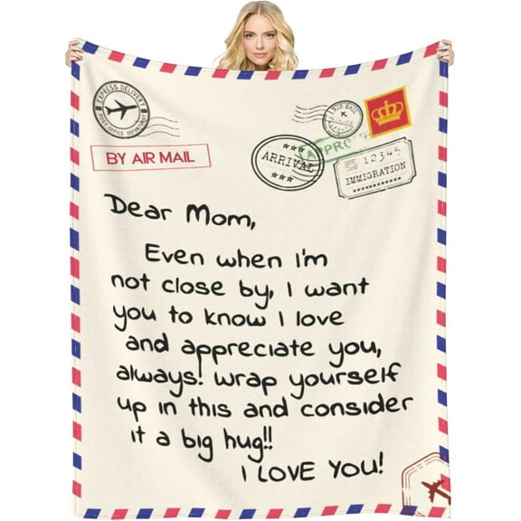 Throw Blankets Anniversary Birthday Gift for Mom from Daughter Son, Dear Mom Blanket for Mother''s Day, Super Soft Flannel Throw Blankets for Christmas Valentines Day for Bed Couch(50x60)
