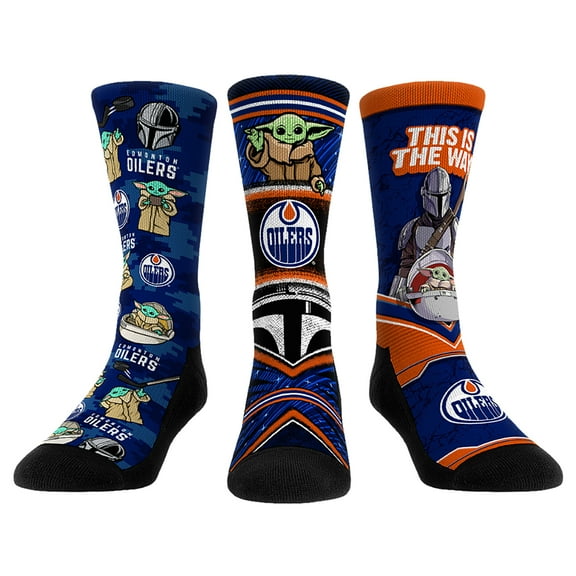Unisex Rock Em Socks Edmonton Oilers The Mandalorian 3-Pack Crew Socks