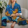 thumbnail image 6 of Yiaed Starry Night Sunflower Field Print Pajamas Women's Long Sleeve Sleepwear Soft Button Down Loungewear Pjs Lounge Set Nightwear Womens Pajama Pants-XX-Large, 6 of 7
