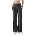 thumbnail image 2 of Straight Leg Leggings High Stretch Yoga Pants Women Soft High Waisted Casual Wide Leg Pants with Pockets Black 30", 2 of 5