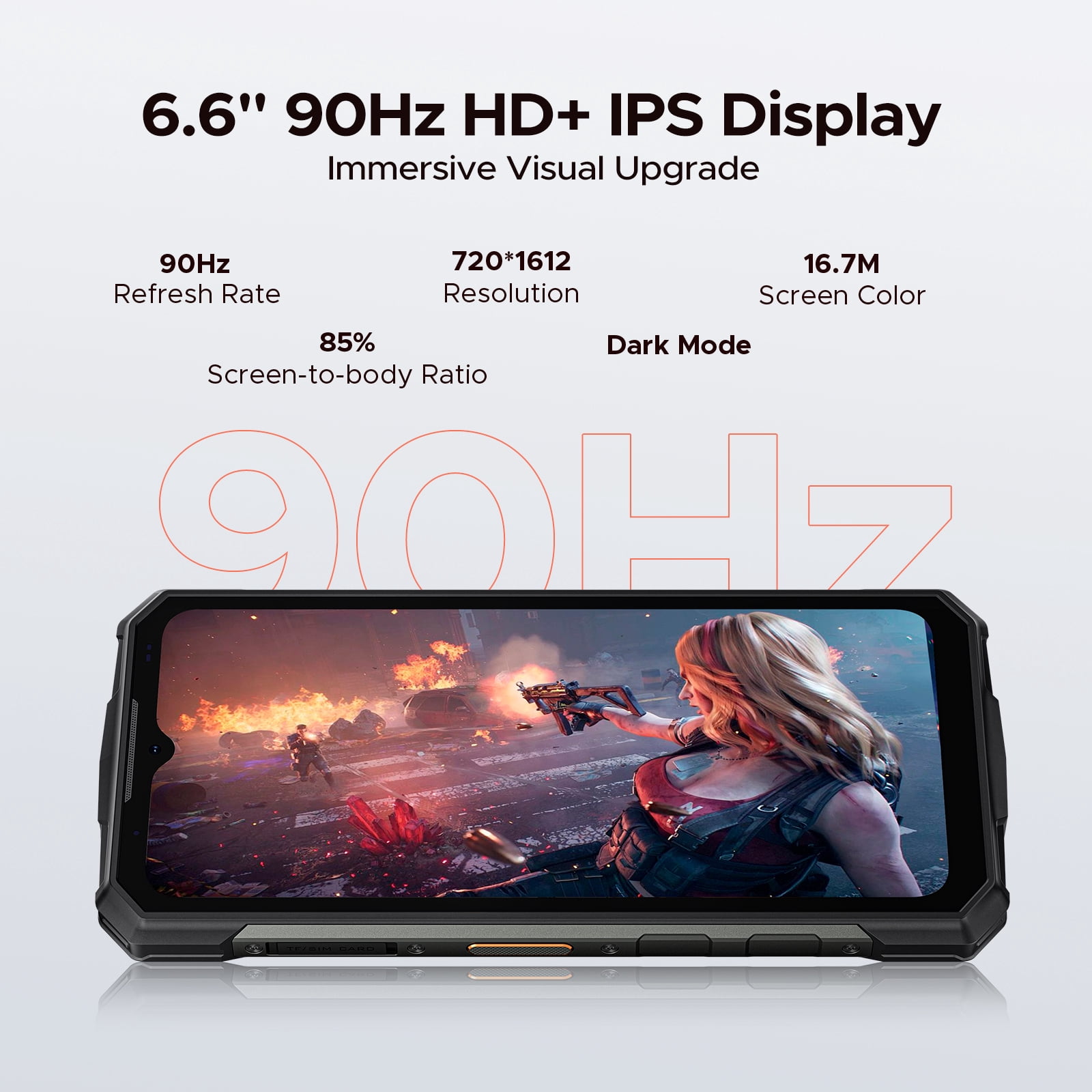 DOOGEE Fire 5 Rugged Phone Unlocked,13000mAh/Reverse Charging Android 15 Dual Sim,6.6" HD+90Hz Waterproof Phone 12GB+64GB,2TB Expand,Nfc,Face ID,Otg