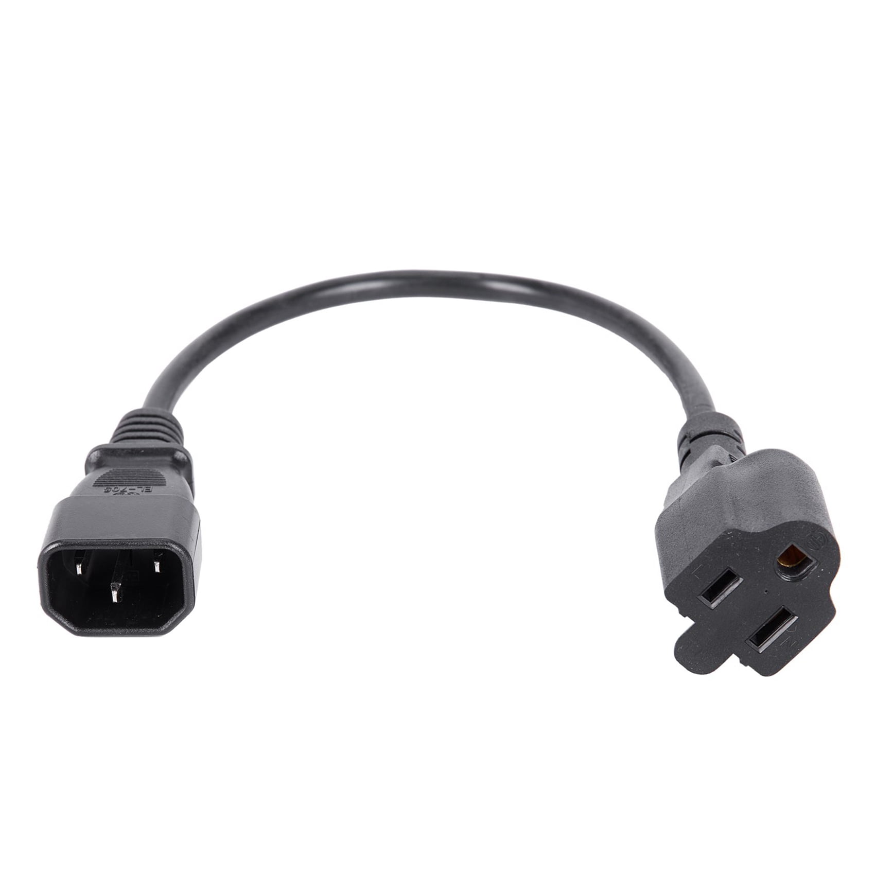 5pcs 1Ft IEC 320 C14 Male Plug to NEMA 5-15R 3 Female PC Power Adapter Cable Black,5 x PC Power Adapter Cable,Black