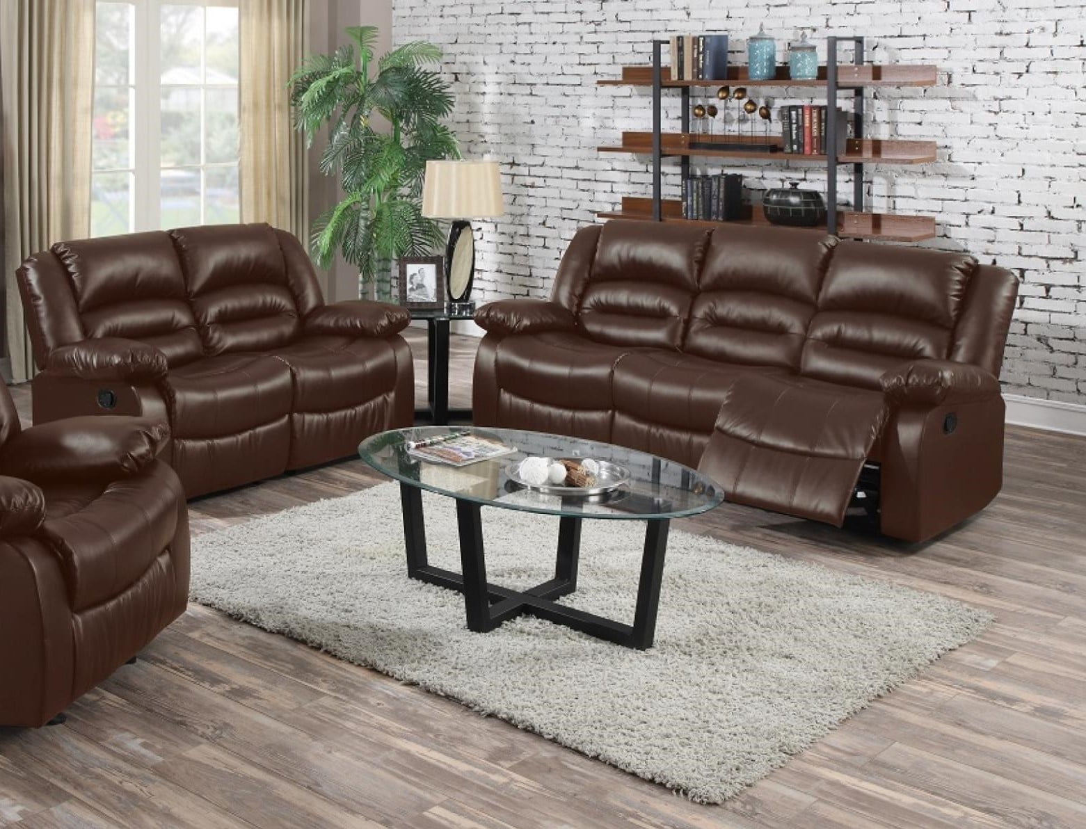 contemporary leather sofa loveseat recliner set