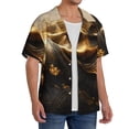 thumbnail image 2 of Logiee Luxurious Gold Flow Print Men's Button Down Shirts Short Sleeve, Summer Beach Shirts,Vacation Wedding Shirts,Men's Casual Button-Down Shirts with Pocket-XX-Large, 2 of 5