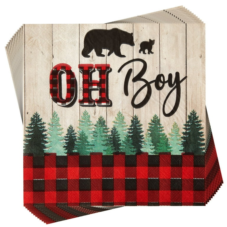 Buffalo Plaid Paper Plates, It's A Girl Baby Shower Party (7 In