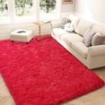 thumbnail image 4 of Janvonne Fluffy Red Area Rug for Bedroom Living Room Soft 5x7 Fuzzy Rugs Non-Shedding Indoor Plush Rug for Nursery Kids Room Dorm Room Home Decor, High Pile Shaggy Floor Carpets, 4 of 8