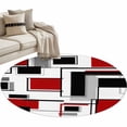 thumbnail image 2 of Red Grey Black Round Area Rug 3.3 FT, Non Slip Small Entryway Kitchen Mat, Irregular Modern Abstract Geometric Washable Soft Circular Rug Non-Shedding Door Mat for Bathroom Playroom Kids Room, 2 of 9