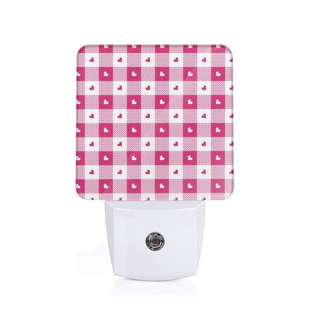 Balery Plaid Heart Luz Nocturna LED con Sensor Automático, Enchufe con Sensor Crepuscular, Luz Suave de 0.5W para Dormitorio, Pasillo, Baño-US