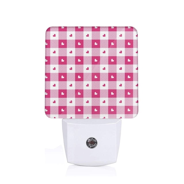 Balery Plaid Heart Luz Nocturna LED con Sensor Automático, Enchufe con Sensor Crepuscular, Luz Suave de 0.5W para Dormitorio, Pasillo, Baño-EU