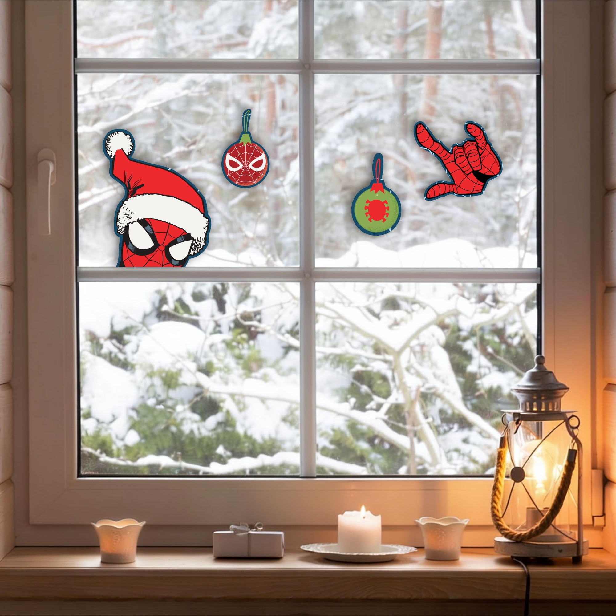 Marvel Spider‑Man Christmas Window Clings – Holiday Static Window Decorations Featuring Spider‑Man