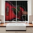 thumbnail image 2 of Ambesonne Spanish Kitchen Curtains, Guitar with Love Rose, 55"x39", White Ruby, 2 of 3