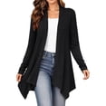 thumbnail image 2 of Hzzrkos Women's Lightweight Open Front Cardigan Long Sleeve Drape Front Knit Sweater Casual Loose Fit Layering Cardigan Outerwear for Office Daily Wear Black S, 2 of 6