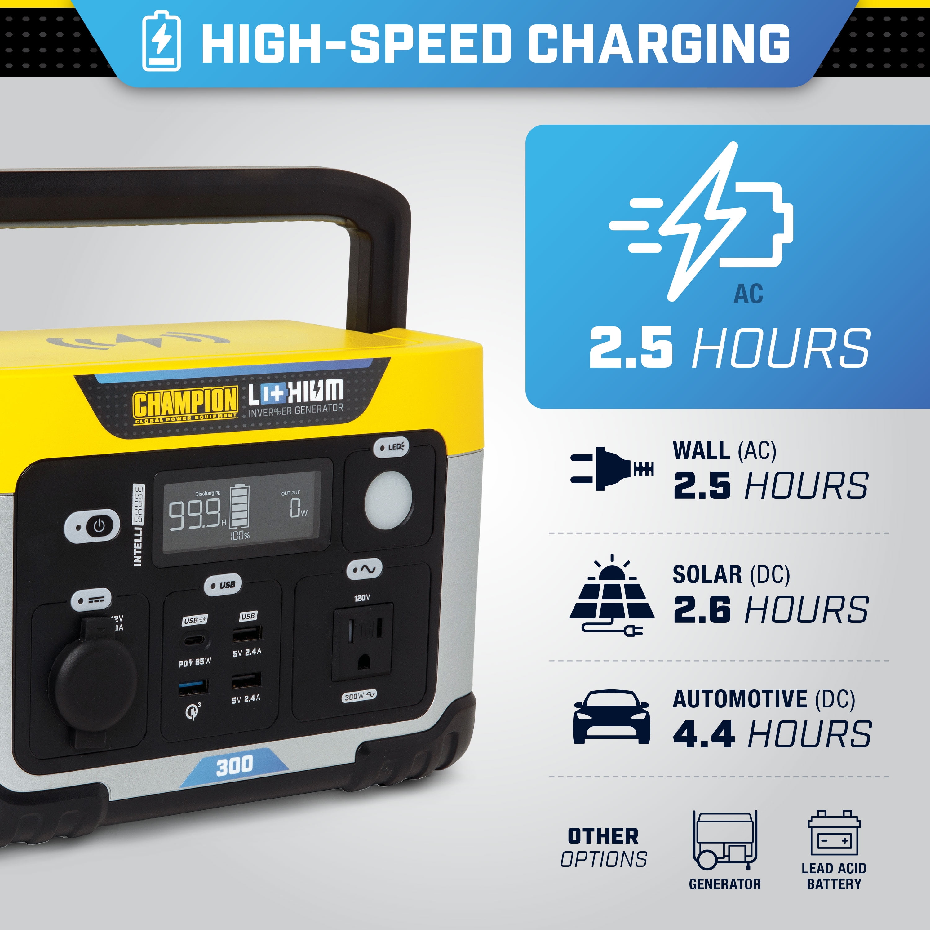 Champion Power Equipment 285-Wh Portable Lithium-Ion Solar Generator Power Station