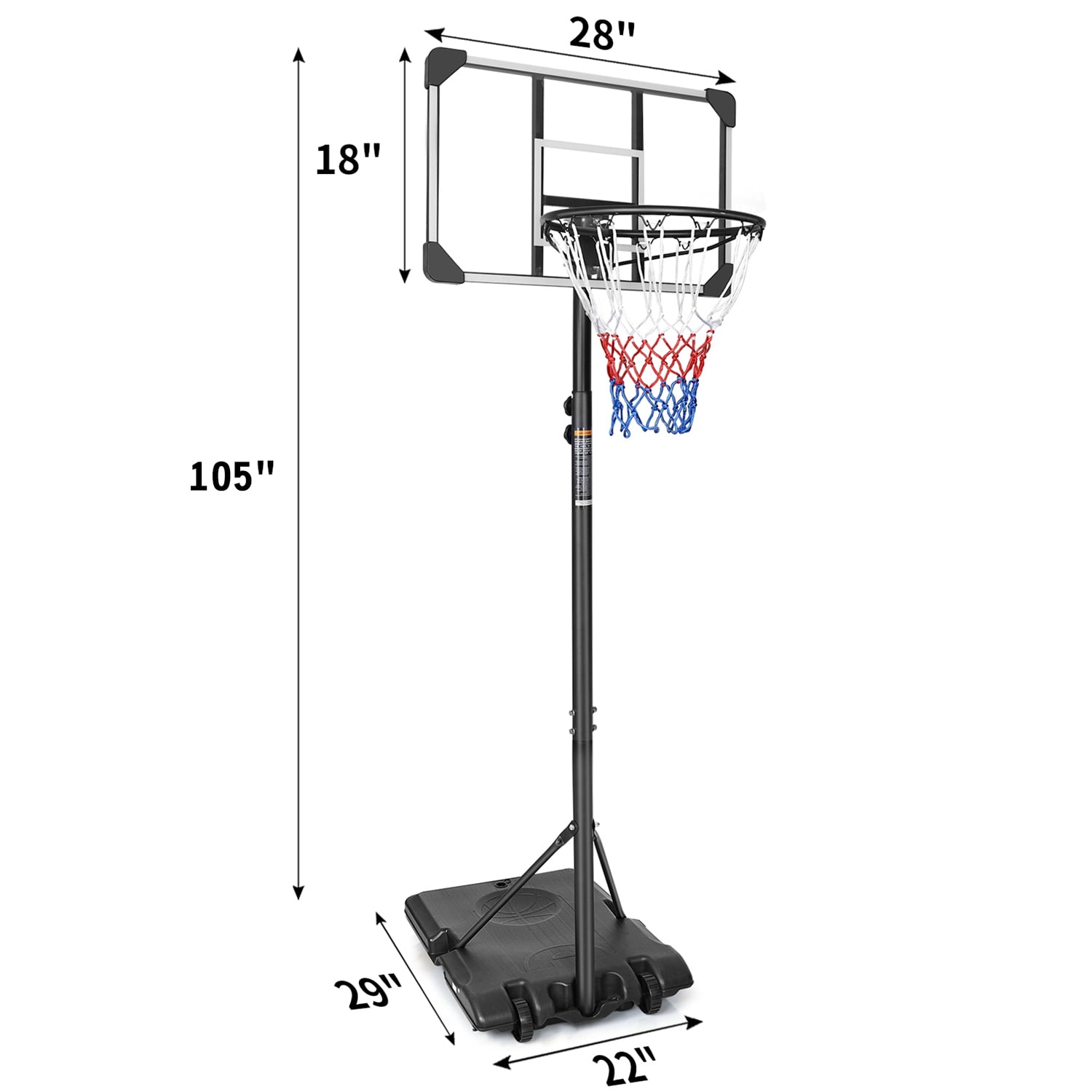 Adjustable 5.6-7FT Kids Basketball Hoop, Portable Indoor Outdoor Goal with Shatterproof Backboard, Fillable Base & Rolling Wheels for Youth Sports Training