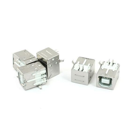 Unique Bargains 5 Pcs Shielded USB Type B Female Port PCB Mount Jack Connector