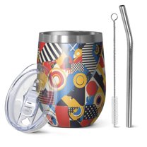 12oz Stainless Steel Insulated Wine Tumbler with Lid and Straw – Double Wall Vacuum Mug for Hot & Cold Drinks, 304 Steel Interior, Sweat-Free Design