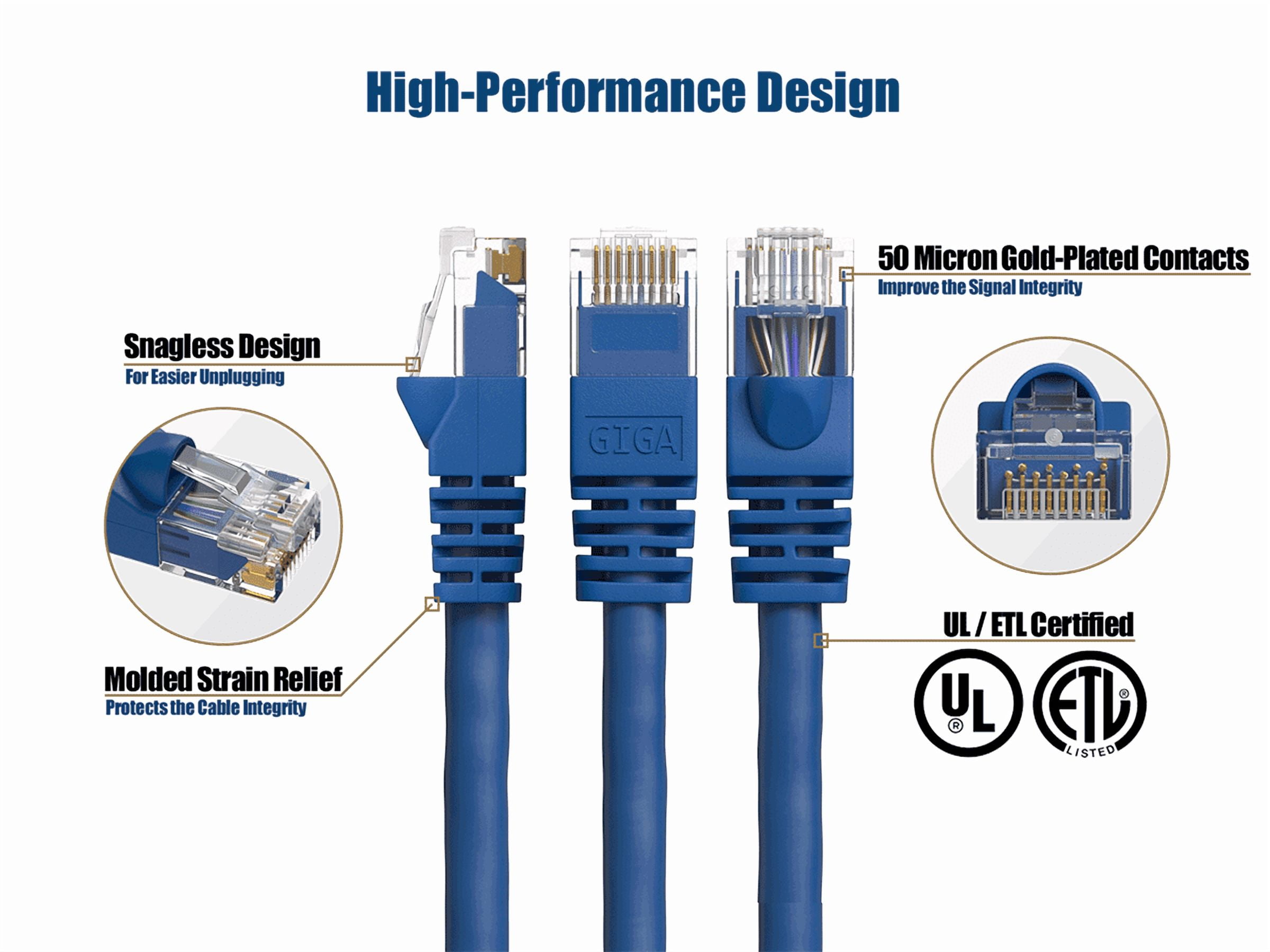 Cable Leader 50ft Cat6 UTP Ethernet Network Patch Cable Snagless 24AWG Bare Copper, Blue