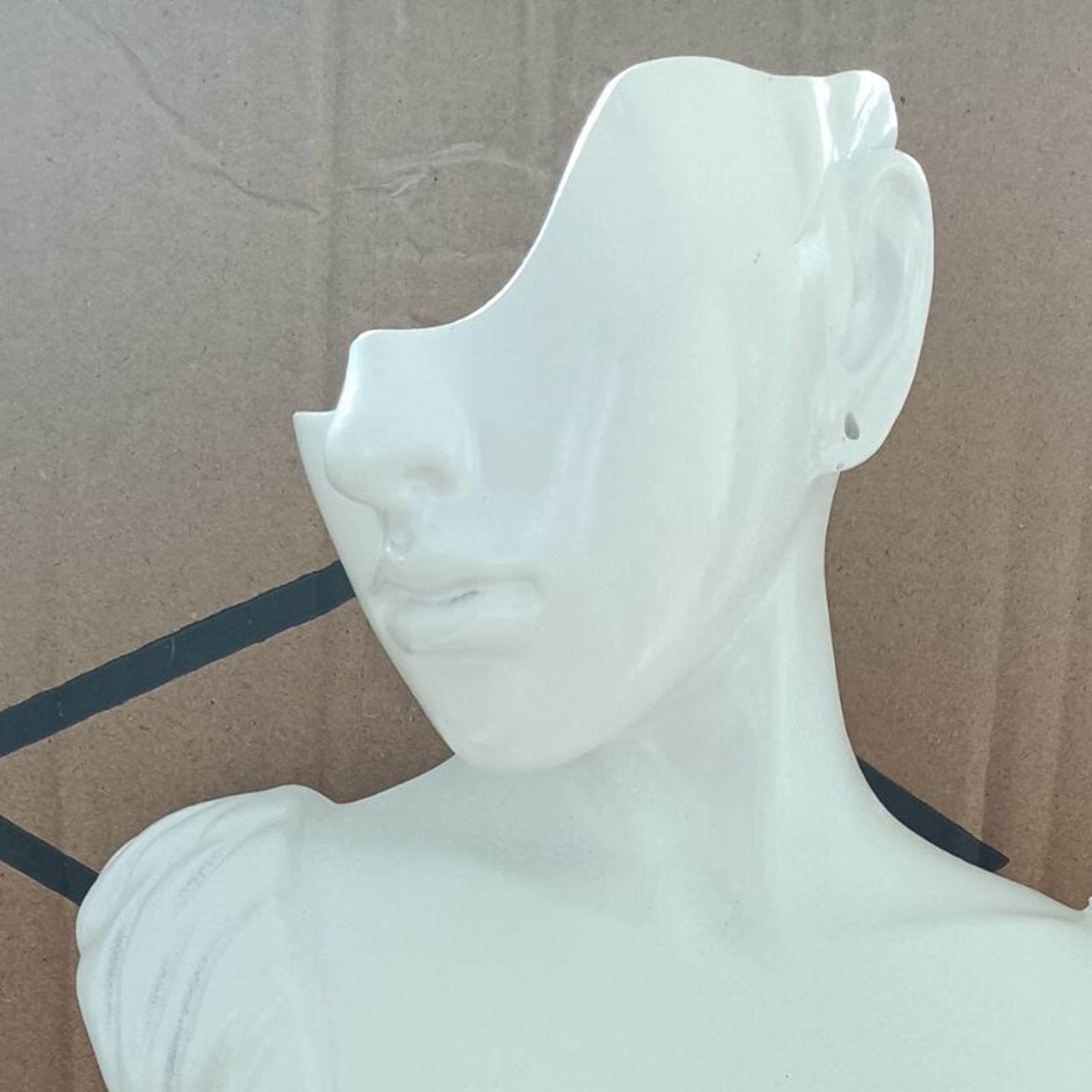 Mannequin Head Bust Stand Jewelry Display Necklace Earring Chain Holder Rack S White 25X13X11cm
