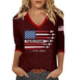 thumbnail image 2 of Women's Casual Shirts 4th Of July 250th Anniversary 3/4 Sleeve Graphic Print T Shirt Raglan Sleeve Casual Top Independence Day Summer Outfit Loose Patriotic Shirts 4XL, 2 of 4