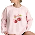 thumbnail image 2 of ClodeEU Women's Cute Cherry and Bow Print Round Neck Sweatshirt,Crewneck Long Sleeve Drop Shoulder Pullover Tops Pink 03,Womens Plus XXL, 2 of 7