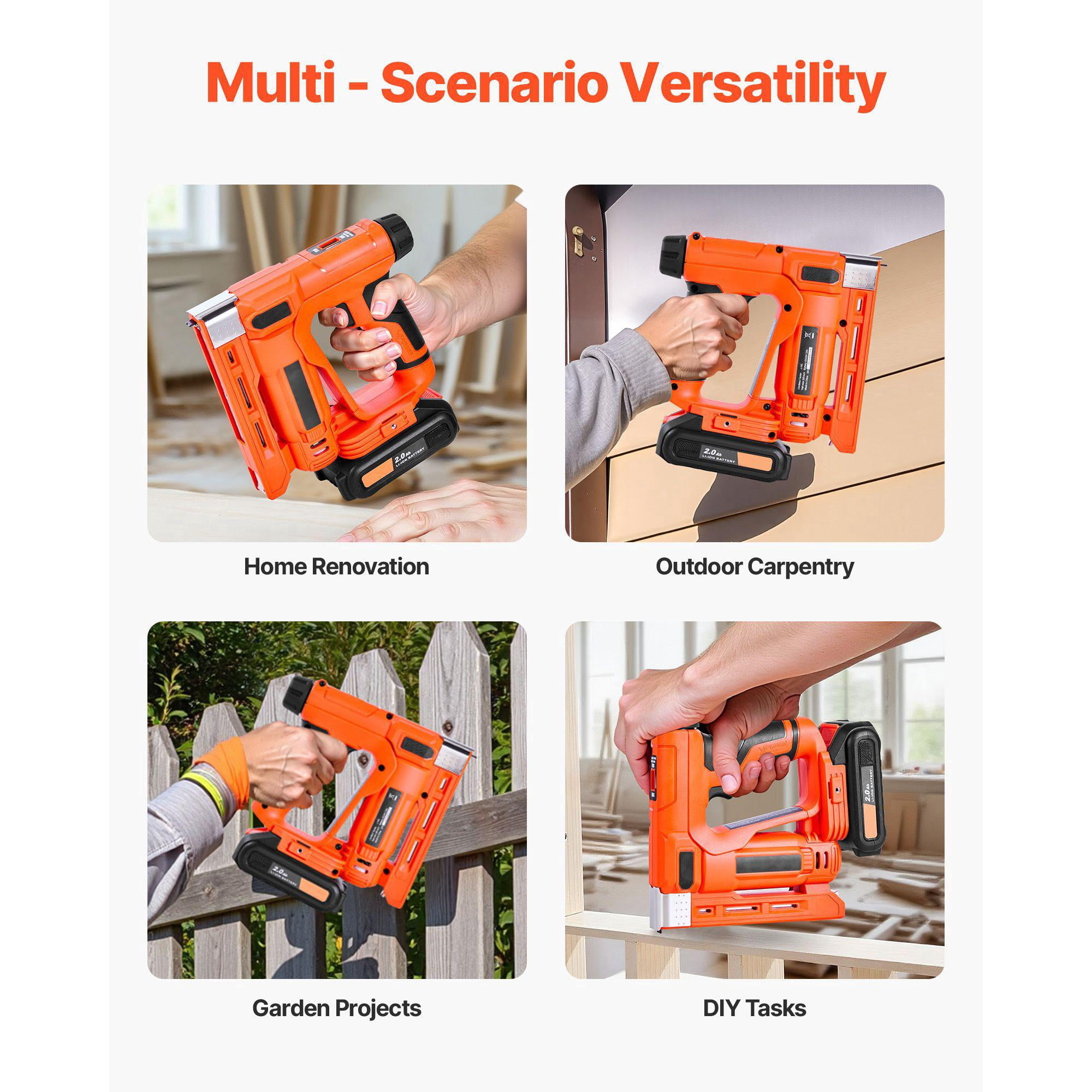 Cordless Brad Nailer Staple Gun 2 in 1 18 Gauge 5/8 Inch with 1000 Staples 1000 Nails Battery Charger Non Slip Rubber Grip for Woodworking DIY
