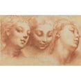 thumbnail image 2 of Parmigianino 18x13 Black Ornate Wood Framed Double Matted Museum Art Print Titled - Three Feminine Heads (C. 1522-1524), 2 of 5