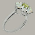 thumbnail image 3 of LBG British Made 14k White Gold Natural Peridot & Opal Womens Anniversary Ring - 33 size options - Size 6.75, 3 of 6