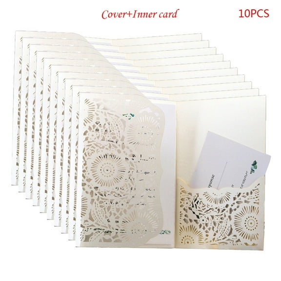 10pcs/set Laser Cut Luxury Hollow Wedding Invitations Card Elegant Lace Print Pe