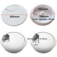thumbnail image 3 of 6 Pieces 2 Inch Plastic Desktop Cord Cable Hole Cover Grommet Computer Cable Hole Cover Plug Stopper White, 3 of 4