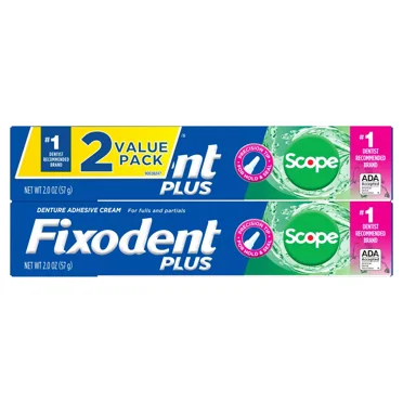 Fixodent Plus Scope Secure Denture Adhesive - 2oz - Value Pack