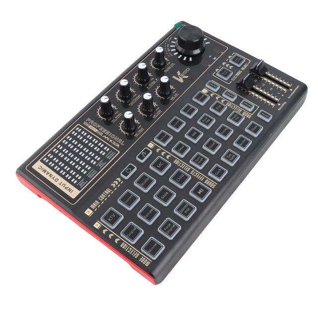 Mixing Live Sound Card Sound Board with Multiple DJ Mixer Effects Voice Changer and LED Light for Streaming Podcasting Game Recording
