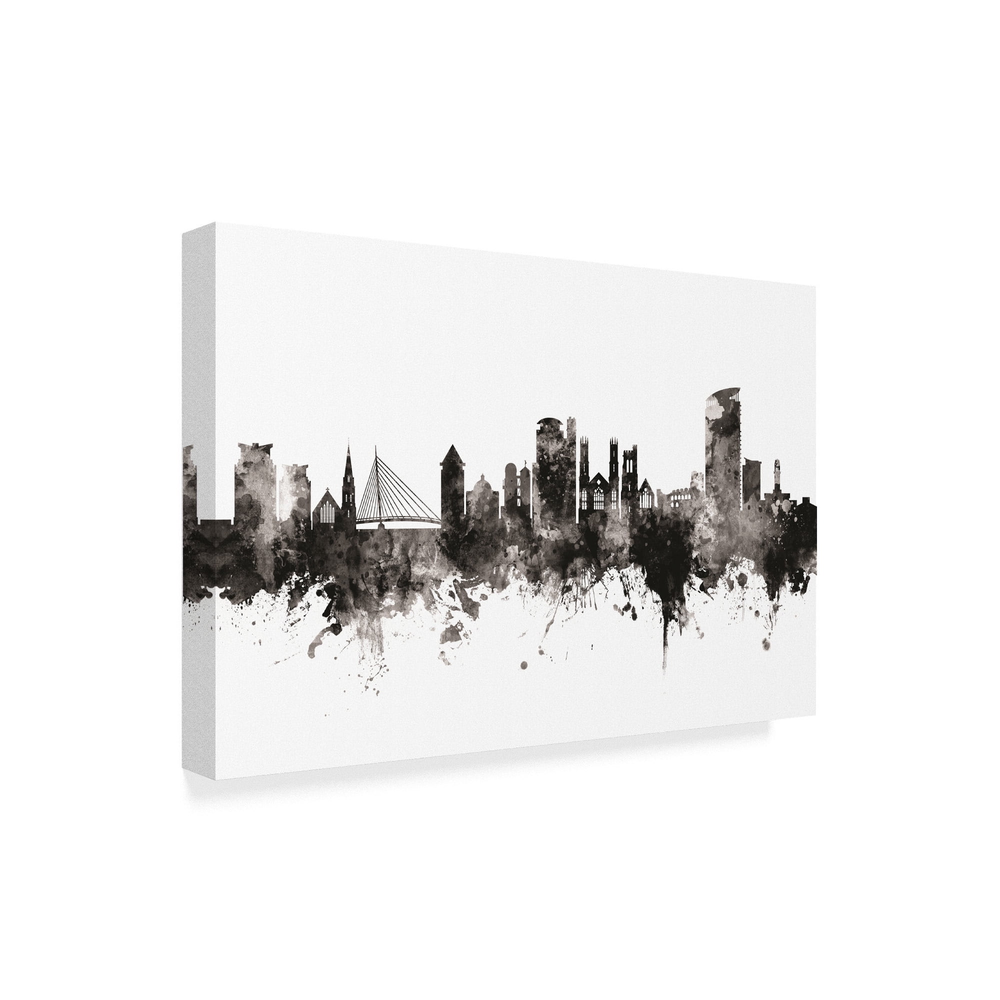 Trademark Fine Art 'Swansea Wales Skyline Black White' Canvas Art by Michael Tompsett