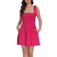 thumbnail image 4 of HDE Women's Summer Mini Romper Dress with Built in Shorts Berry Red XL, 4 of 7